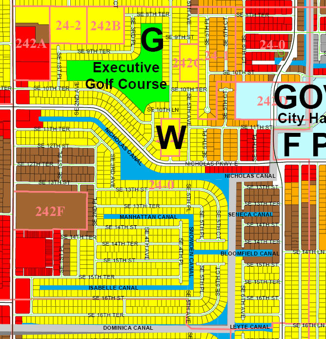 street and canal map of Cape Coral unit 24