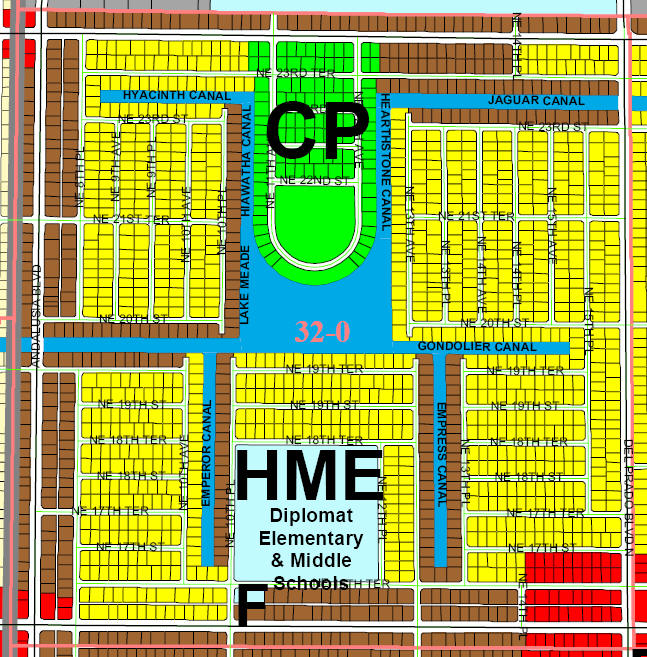 street and canal level map of Cape Coral unit 32