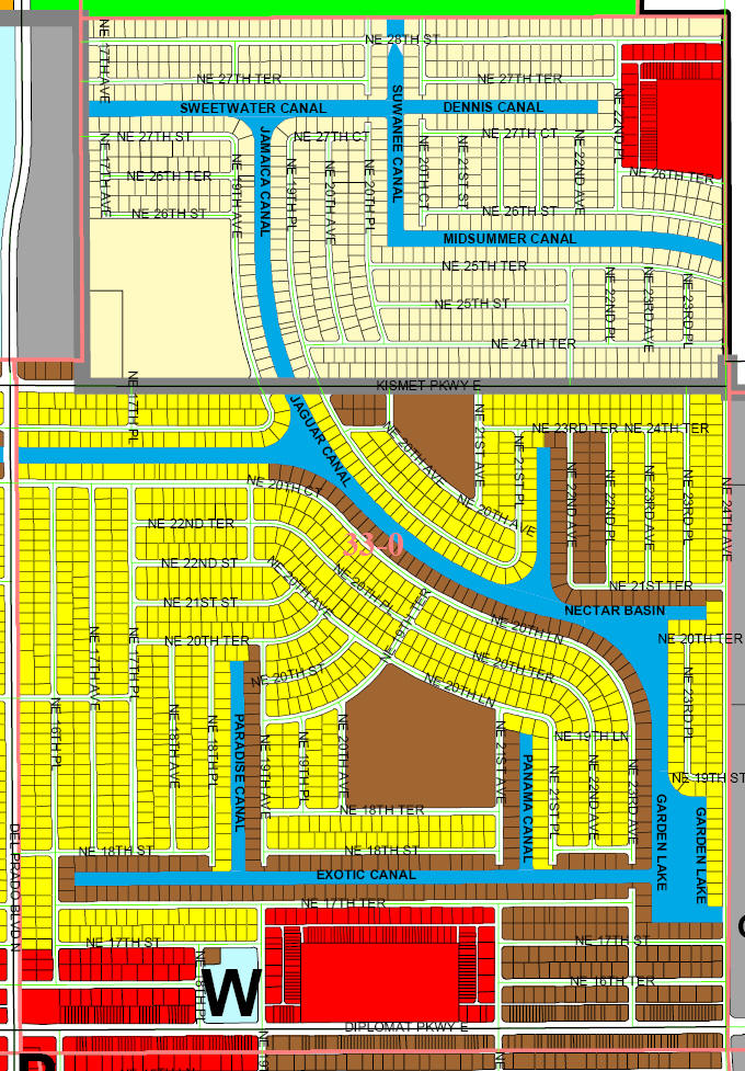 street and canal level map of Cape Coral unit 33