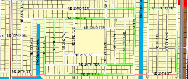 street and canal level map of Cape Coral unit 36