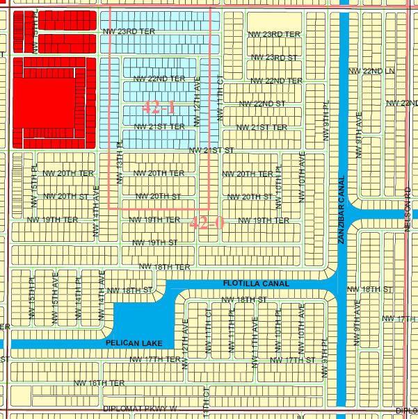 street and canal level view of Cape coral unit 42