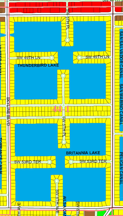 street and canal level map of Cape Coral unit 44-1
