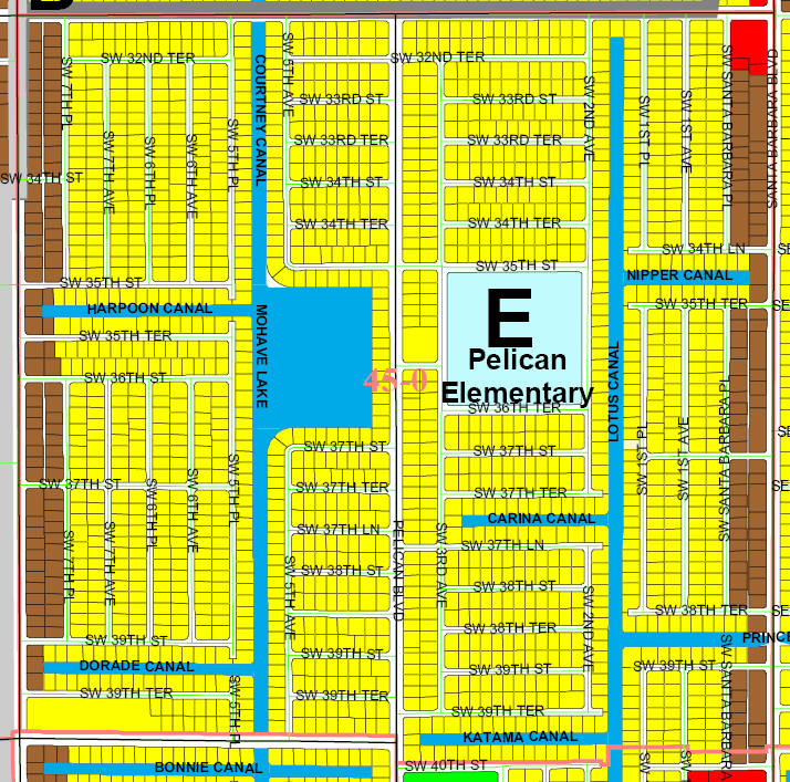 street and canal level map of Cape Coral Unit 45