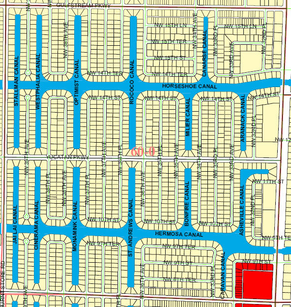 steet and canal level map of Cape Coral unit 60