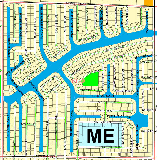 street and canal level map of Cape Coral unit 61