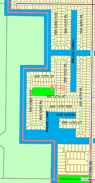 street and canal level map of Cape Coral unit 81