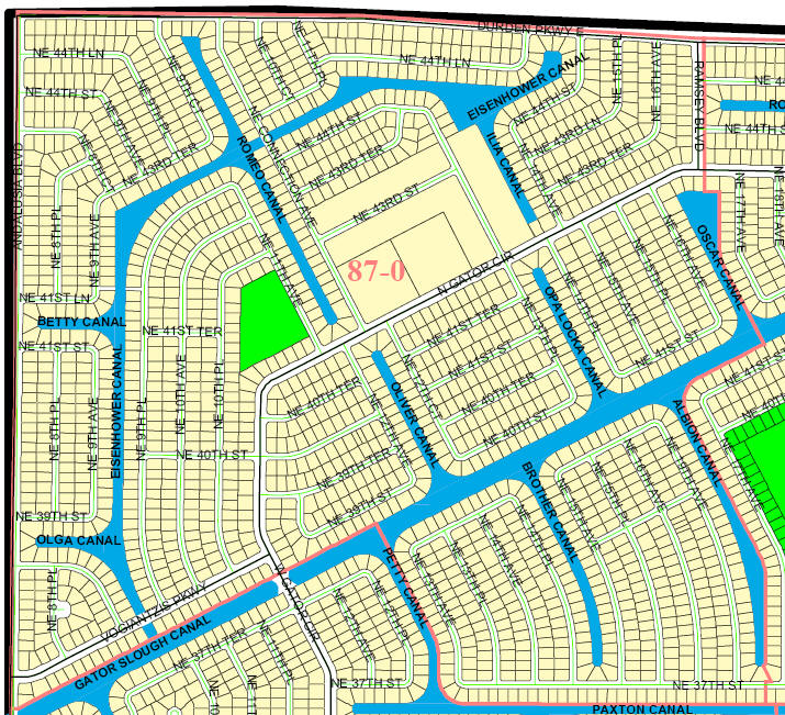 street and canal level map of Cape Coral unit 87